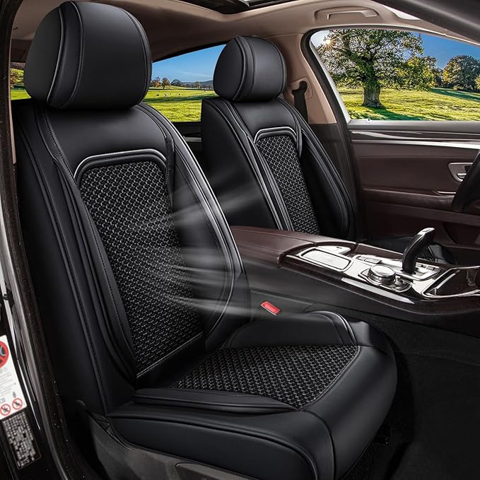 Car Seat Covers Full Set for Mazda 3 2007-2019, Mazda3 Breathable Cooling Ice Silk Leather Car Seat Covers, 5 Seats Vehicle Seat Protector Seat Cushion Auto Accessories (Black)