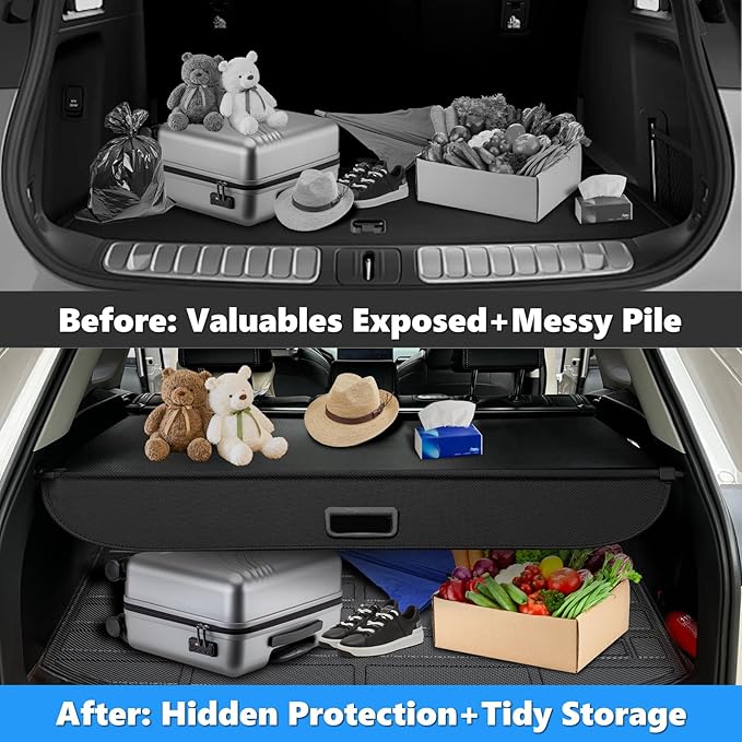 MIALUTY® Cargo Cover for 2014-2025 Volvo XC90 Retractable Trunk Cover XC90 Accessories Anti-Peeping Anti-Theft Privacy Screen,Trunk Luggage Shield Shade Carbon Fiber Texture