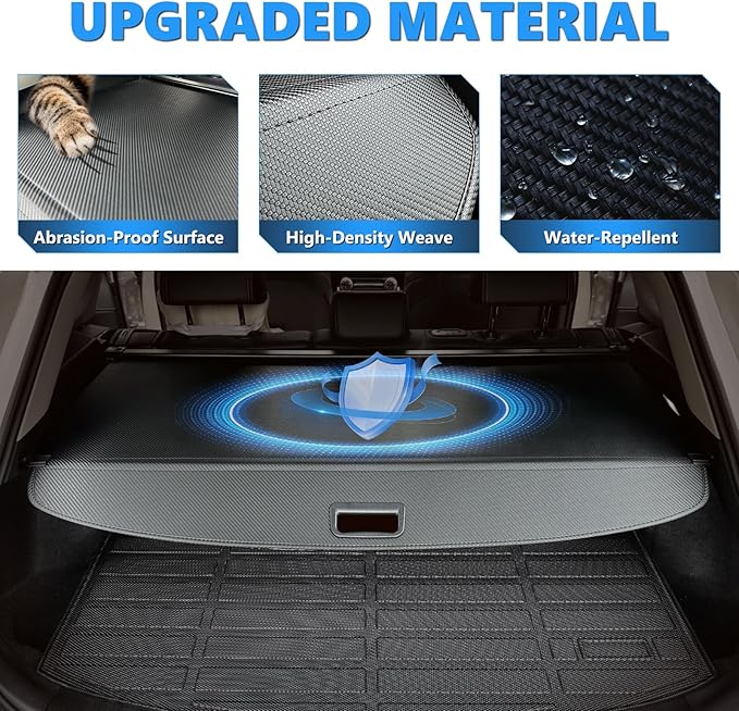 MIALUTY® Cargo Cover for 2024 2025 2026 Kia EV9 Retractable Trunk Cover EV9 Accessories Anti-Peeping Anti-Theft Privacy Screen,Trunk Luggage Shield Shade Carbon Fiber Texture