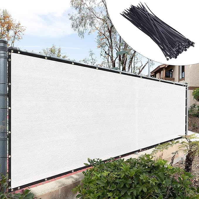 Royal Shade Custom Size 6' x 167' White Fence Privacy Screen Windscreen Cover Netting Mesh Fabric Cloth - Cable Zip Ties Included (We Make Custom Size)