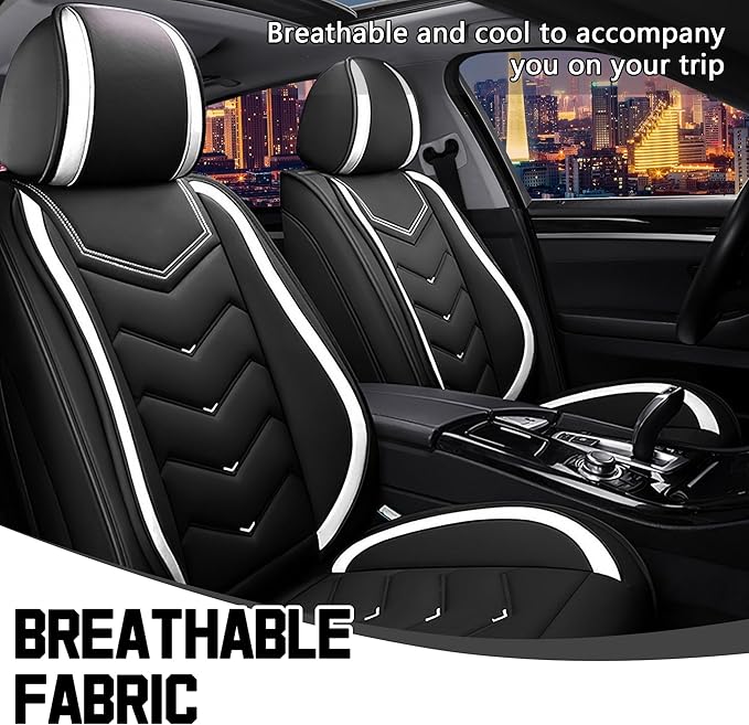 CTDS Car Seat Covers for Ford F-150 2000-2026, Stylish Sport Seat Cover, Premium Nappa Leather Car Seat Cover. Automobile Seat Covers Sets.(Standard 2 Seats/Black White)