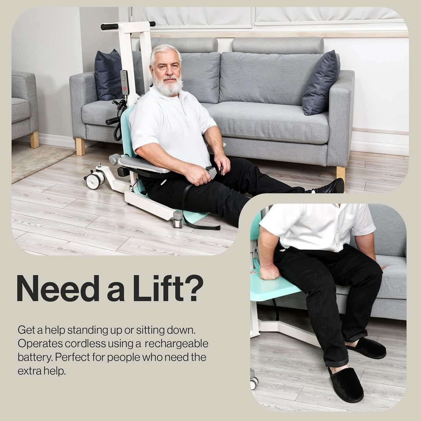 SuperHandy GoRise Electric Floor to Stand Lift – Support Up to 500 Lbs, Floor Lift Chair for Elderly, Patent Pending