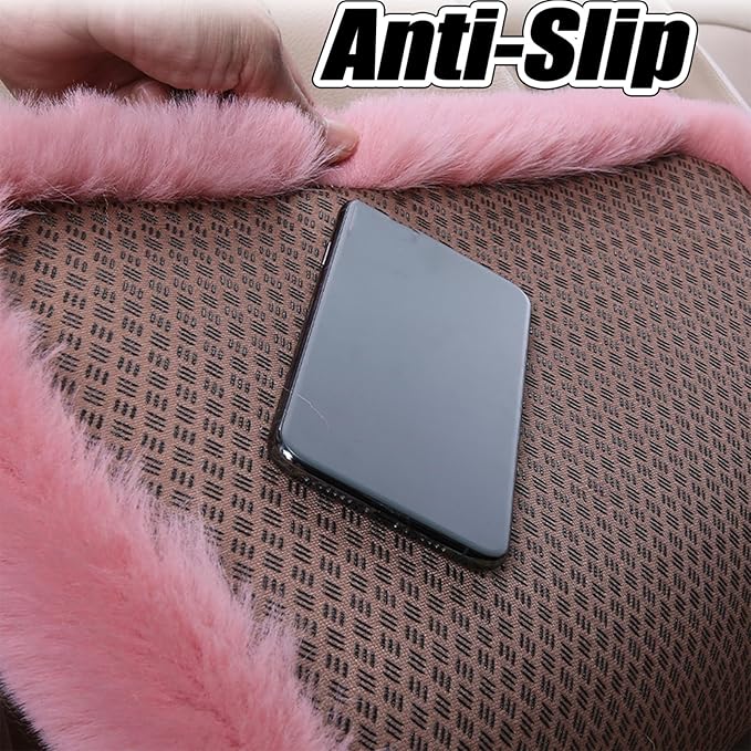 Plush Car Seat Cushion, Soft Warm Fuzzy Faux Rabbit Fur Fluffy Plush Auto Seat Cover Vehicle Car Front and Back Seat Protector Pad with Non-Slip Backing Cushion Interior Universal Fit (Blue,3PCS)