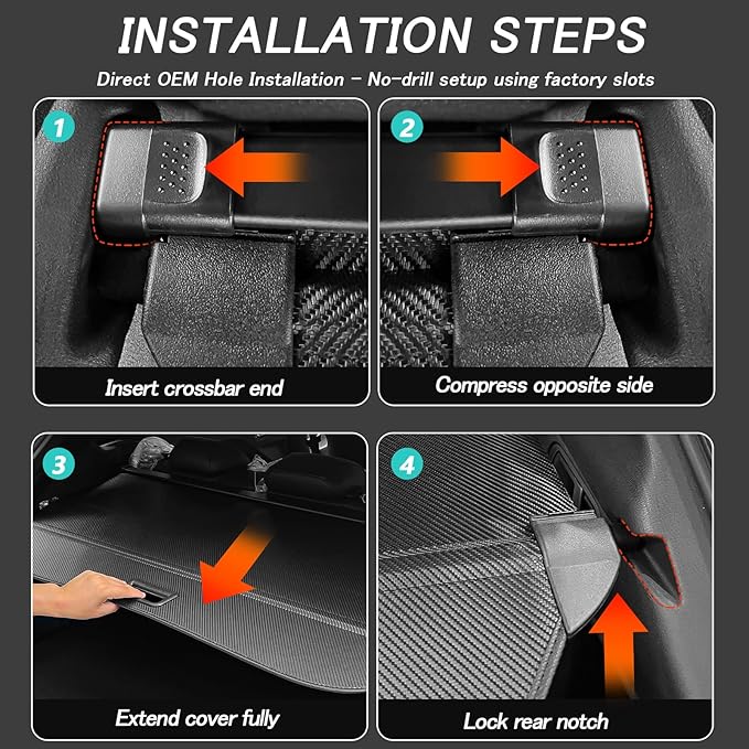 Cargo Cover for Mazda CX-50 CX50 2023 2024 2025 2026 Accessories Retractable Trunk Cover Security Shielding Shade Cargo Luggage Cover Trunk CX50 Privacy Protection (Carbon Fiber Texture)