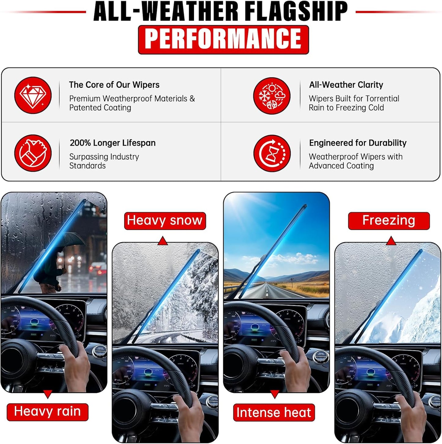 Windshield Wiper Blades Replacement for VW Volkswagen Atlas 2018 2019 2020 2021 2022 Original Factory Quality Front Rear Wipers Blade Set for My Car - 26" 22" 12" (Pack of 3)