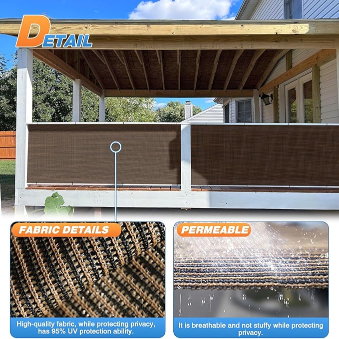 TANG Sun Shade Fabric Roll 8'x118' Shade Cloth for Garden Brown HDPE Mesh Shading Pergola Cover Replacement Canopy, 95% Blockage Sunshades for Outdoor Patio Backyard Plant