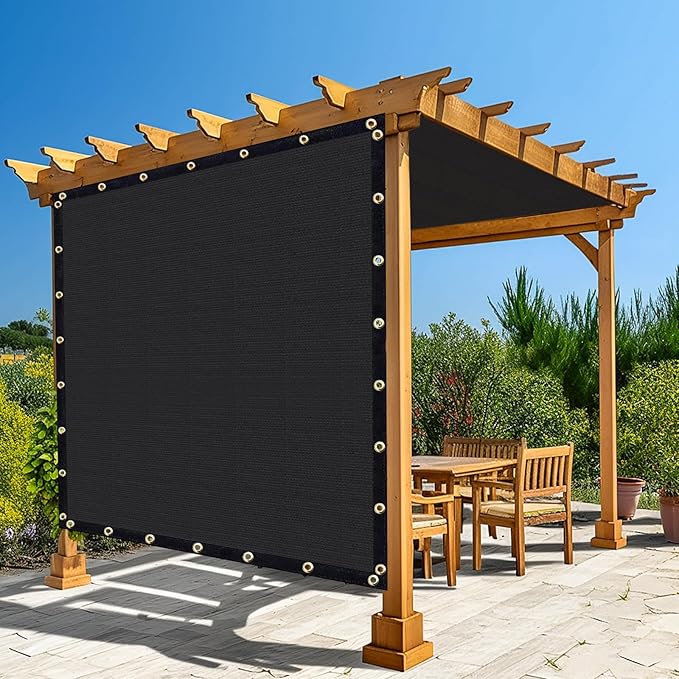 Amagenix 90% Shade Fabric 10'X 16' Black Sun Shade Cloth with Grommets for Pergola Replacement Shade Cover Canopy, Heavy Duty, Cable Zip Ties Included (We Customized)