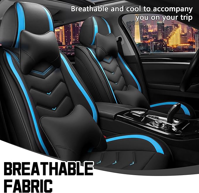 CTDS Car Seat Covers for Honda Civic 2000-2026, Stylish Sport Seat Cover, Premium Nappa Leather Car Seat Cover. Automobile Seat Covers Sets.(Luxury 2 Seats/Black Blue)