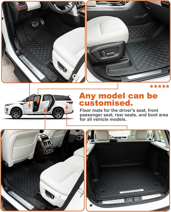 All-Weather car Floor MATS-Suitable for 99% of car Models,Leather car mat, offering Personalized Embroidery and Multiple Color Options,Provide Protection for car Rug (Green)