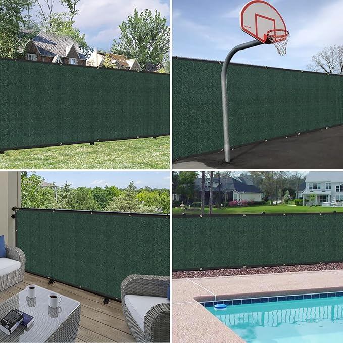 Windscreen4less Privacy Fence Screen Heavy Duty Windscreen Fencing Mesh Fabric Shade Net Cover for Outdoor Wall Garden Yard Pool Deck, 8'x285' Green