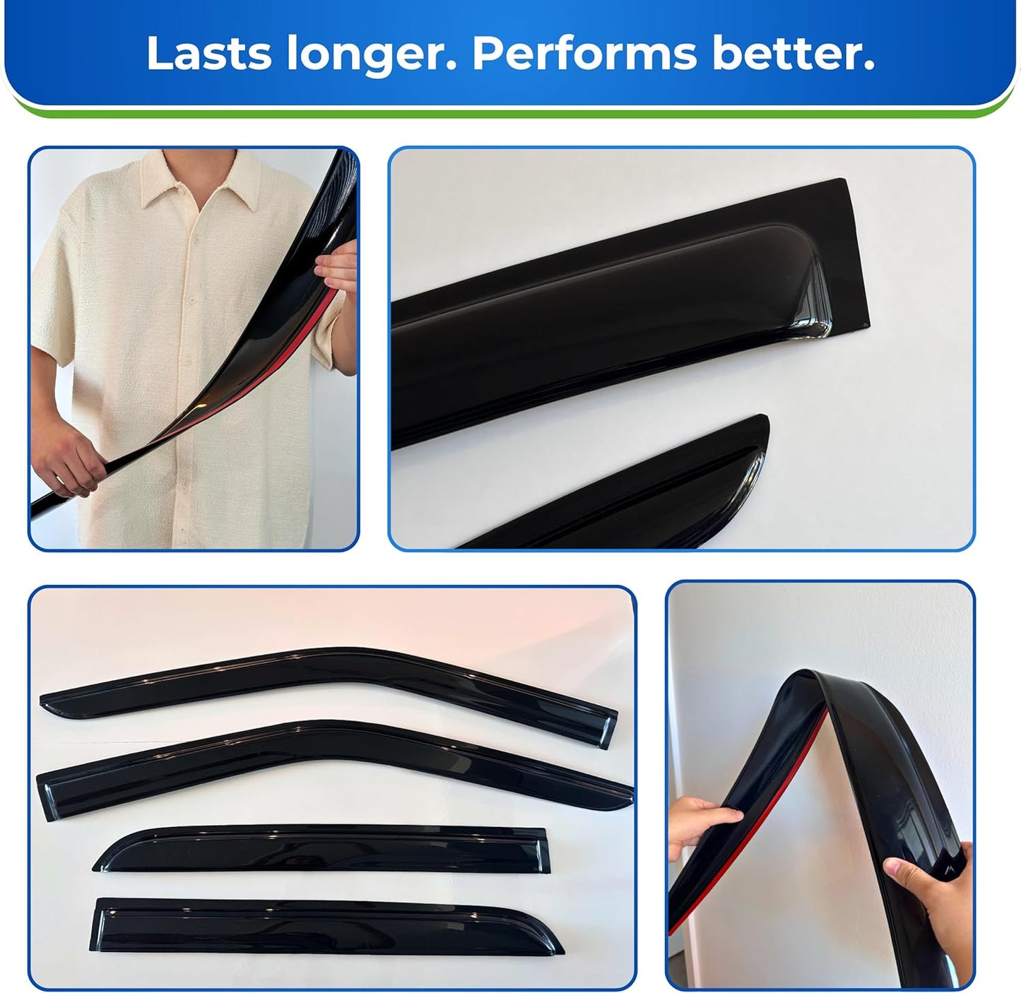 KPY Window Visor Compatible with Toyota Sienna 2004-2010, 4PC Rain Guard Side Window Vent Deflectors Tape-On Mugen Style, 2004 2005 2006 2007 2008 2009 2010