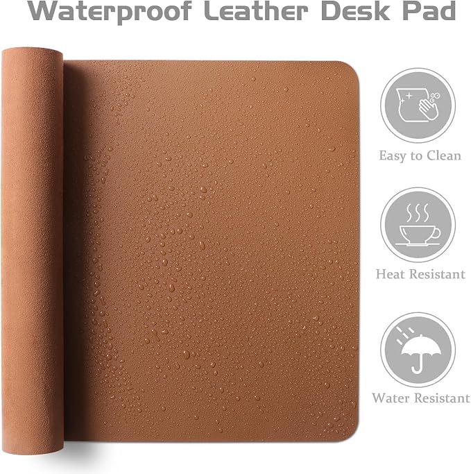 Aothia Leather Desk Pad Protector, Office Mat, Large Mouse Pad, Laptop Desk Pad
