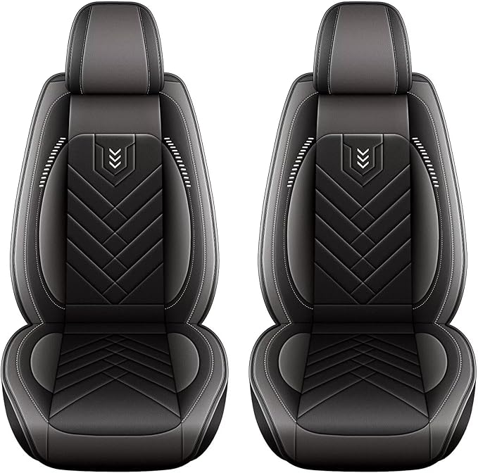 AOMSAZTO Car Seat Covers Fit for Subaru Legacy 1995-2024 2025 2026 Premium Front Seat Covers Waterproof Leather Automotive Seat Covers Compatible with Airbag (2 Seats,Grey)