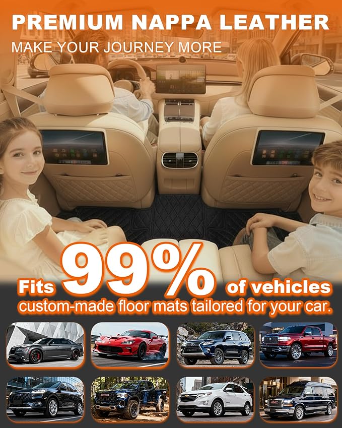 All-Weather car Floor MATS-Suitable for 99% of car Models,Leather car mat, offering Personalized Embroidery and Multiple Color Options,Provide Protection for car Rug (Blue)