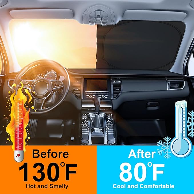 Windshield Sun Shade Custom Fit for 2007-2023 2024 2025 2026 Toyota Tundra Accessories Foldable Sunshade Sun Blocker Protect Car from Sun Rays & Heat Damage Keep Car Cooler