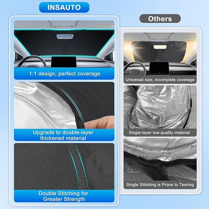 INSAUTO Custom Fit Windshield Sun Shade Accessories for Dodge RAM 2500 3500 2010-2026, Foldable Front Window Sunshade, UV & Heat Reflector, Keeps Interior Cool, Includes Storage Bag