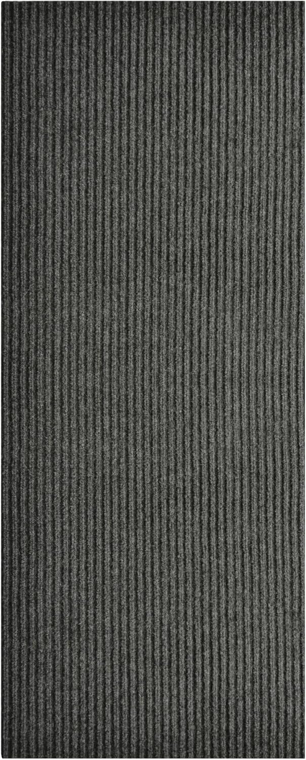 iCustomRug Spartan Weather Warrior Duty Indoor/Outdoor Utility Ribbed in 3ft,4ft,6ft Widths 70 Custom Sizes with Natural Non-Slip Rubber Backing 4'X64' in Charcoal