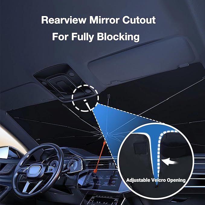 CHILL·TEK Funny Animal Car Windshield Sun Shade Umbrella, Dinosaur Driving Car Sun Shade Umbrella, Block UV Rays Heat Foldable Windshield Umbrella Sun Visor Protector - Keep Vehicle Cool for Cars SUV