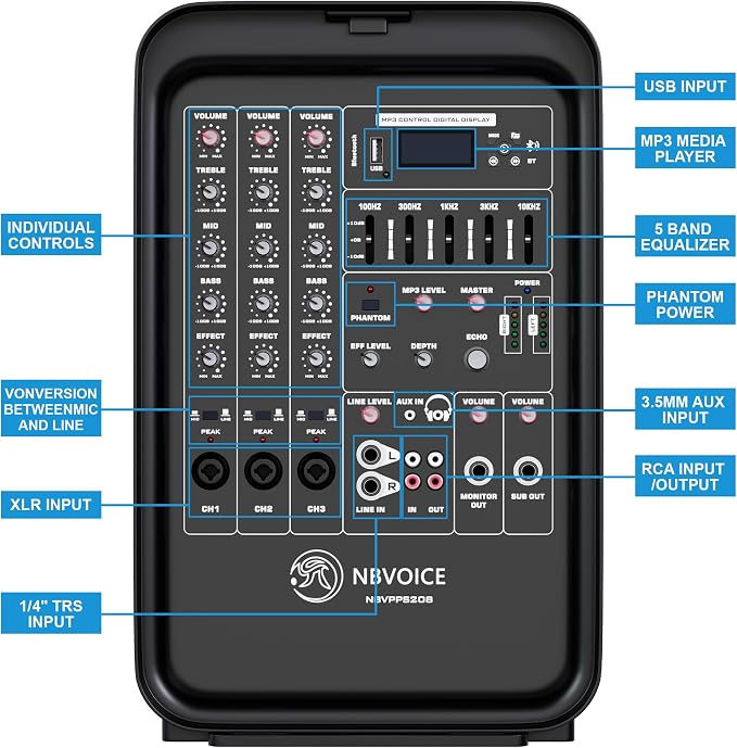Professional Portable All-in-One 2-Way PA System Suitcase-Style Design