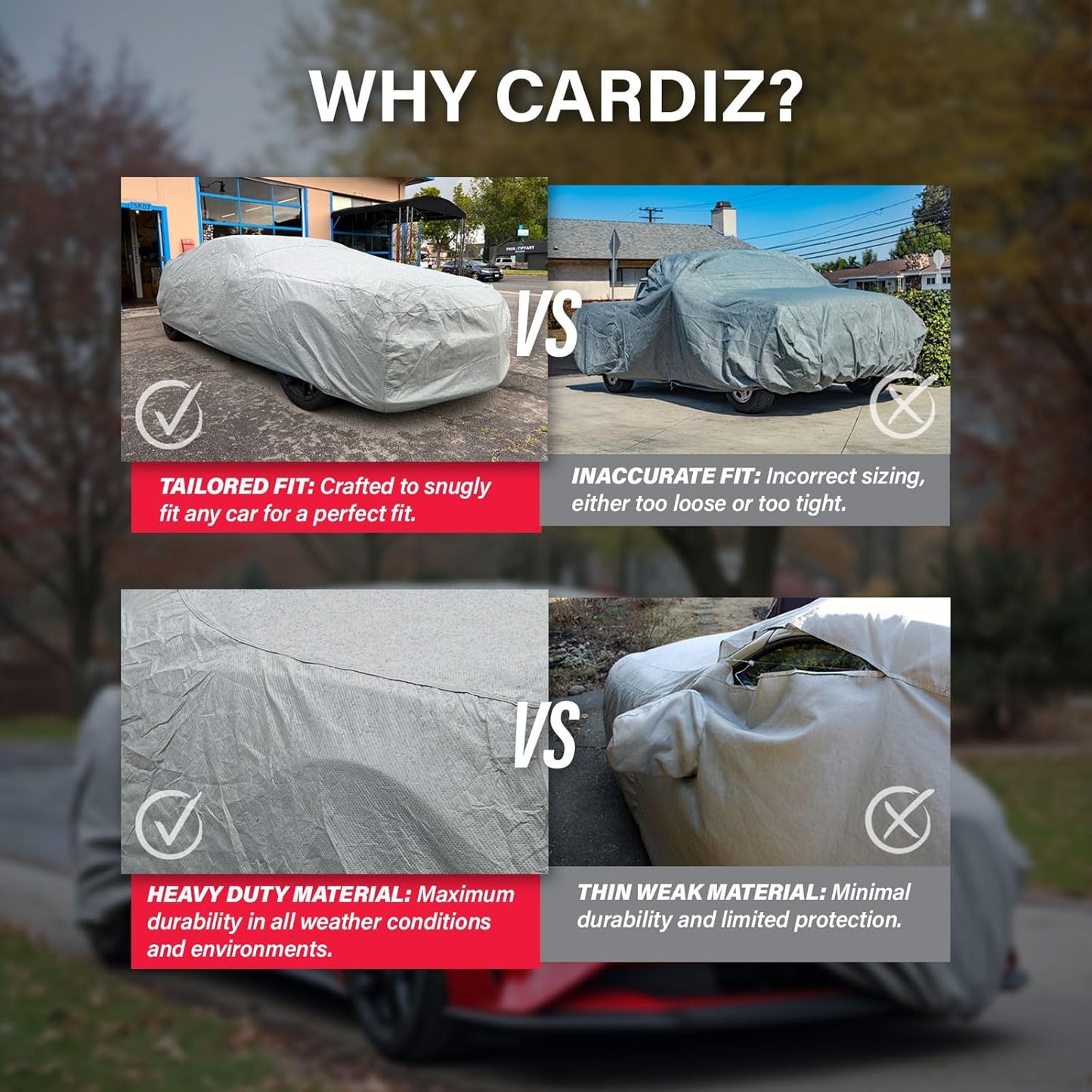 5 Layer Full Car Cover – Semi Custom Fit for Chevrolet Chevy Camaro Model Year 2010-2024 | All-Weather Protection: Dustproof, Windproof, UV-Resistant, Breathable & Durable