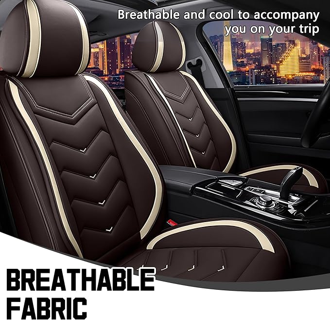 CTDS Car Seat Covers for Nissan Pathfinder 2000-2026, Stylish Sport Seat Cover, Premium Nappa Leather Car Seat Cover. Automobile Seat Covers Sets.(Standard 2 Seats/Coffee Color)