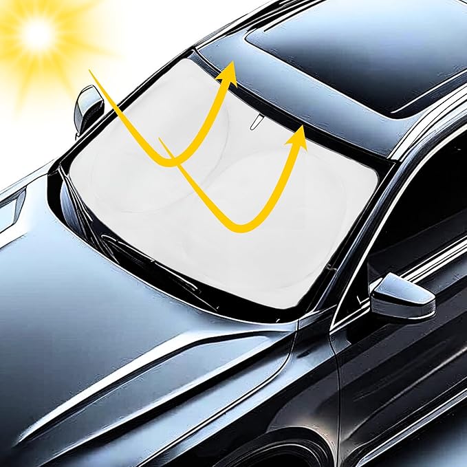 Windshield Sun Shade -Certified 99.87% UVB & 99.02% UVA Car Sun Shade. Award Winning Sunshade - Patented Technology | Compatible for Toyota Tundra (2022-2026) | Car Shades by Kinder Fluff