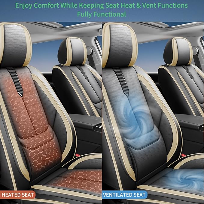 Fit Legacy Car Seat Covers for Subaru Legacy 2008-2023 2024 2025 2026 -Upgraded Premium Waterproof & Breathable Leather,Airbag Compatible,All-Weather Seat Cushion Protector,2 Front/Black-Grey
