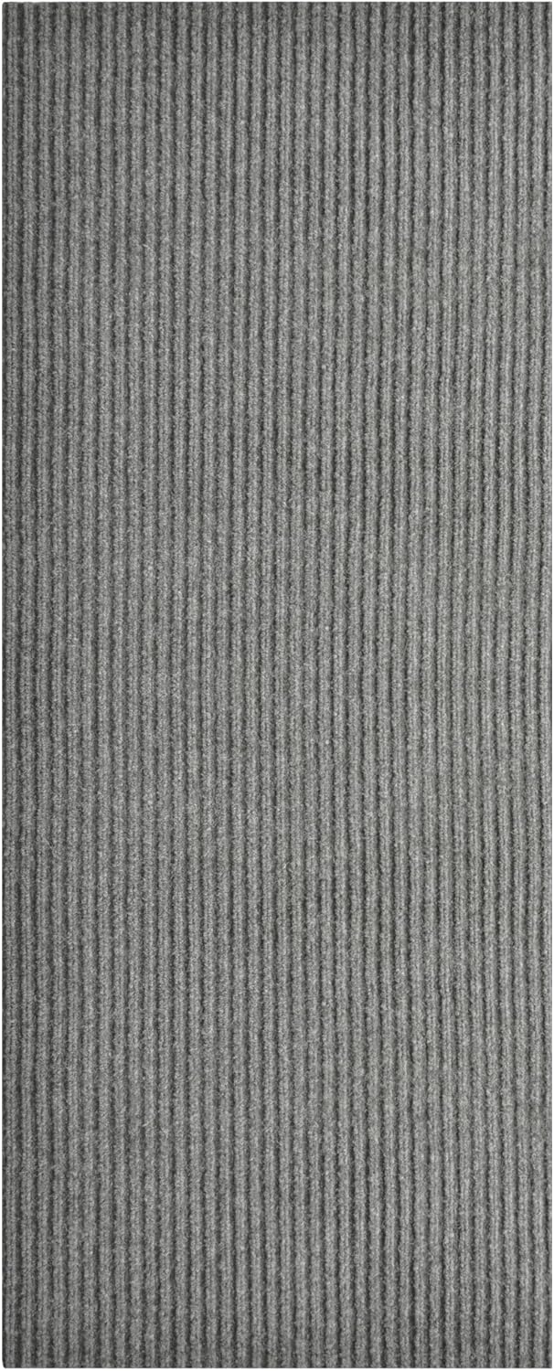 iCustomRug Spartan Weather Warrior Indoor/Outdoor Utility Ribbed Carpet Runner with Non-Slip Thermoplastic Rubber Backing, 3ft X 54ft in Grey