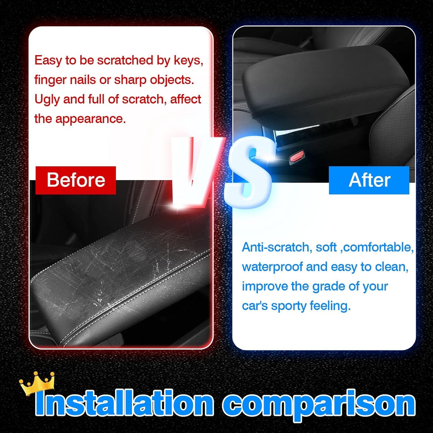 Autorder Center Console Cover for 2022-2025 2026 Ford Maverick Accessories Armrest Cover Anti-Scratch Middle Console Pad Leather Armrest Protector