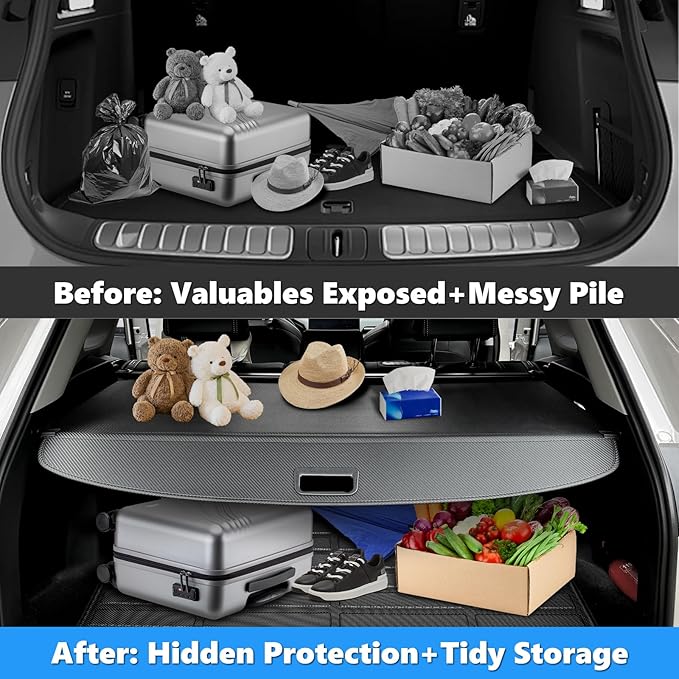 MIALUTY® Cargo Cover for 2008-2012 Ford Escape 2.3L Retractable Trunk Cover Escape Accessories Anti-Peeping Anti-Theft Privacy Screen,Trunk Luggage Shield Shade Carbon Fiber Texture