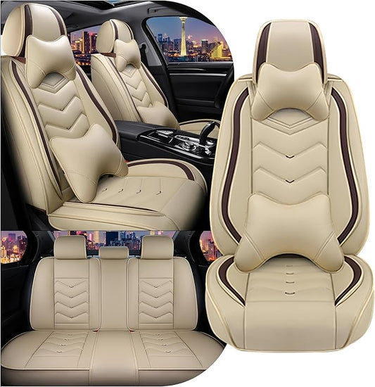 CTDS Car Seat Covers for Chevy Malibu 2000-2026, Stylish Sport Seat Cover, Premium Nappa Leather Car Seat Cover. Automobile Seat Covers Sets.(Luxury 5 Seats/Beige)