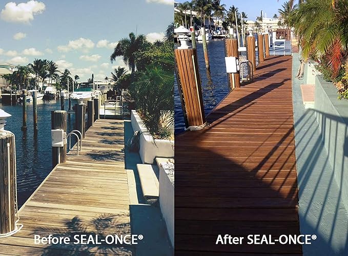 Seal-Once Nano+Poly Penetrating Wood Sealer with Polyurethane - Premium Waterproof Sealant -2 Gallon & Natural