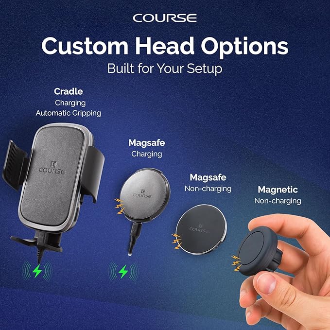 Course Motorsports Direct Fit Phone Mount | MagSafe Compatible | Wireless or Magnetic Charging Head | Custom Dash Mount | Compatible with Ford Mustang GT GT-350 GT-500 (2015–2023)