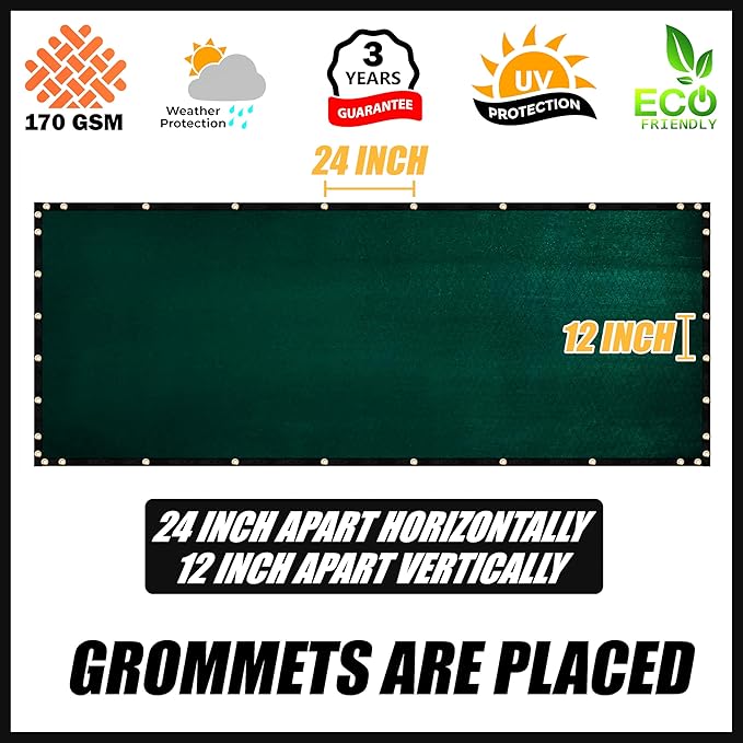 Royal Shade Custom Size 6' x 156' Green Fence Privacy Screen Windscreen Cover Netting Mesh Fabric Cloth - Cable Zip Ties Included (We Make Custom Size)