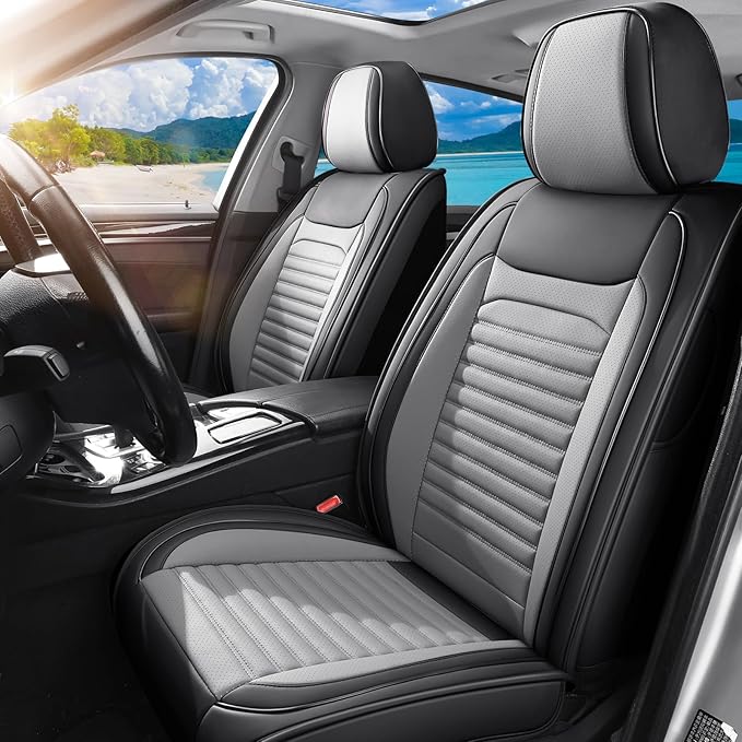 Car Seat Covers Full Set Fit for Toyota Corolla Cross 2021-2025,2026, Premium Faux Leather Car Seat Protector,Breathable Anti-Slip Full Wrapping Edge Seat Covers(BlackGray,Full Set)