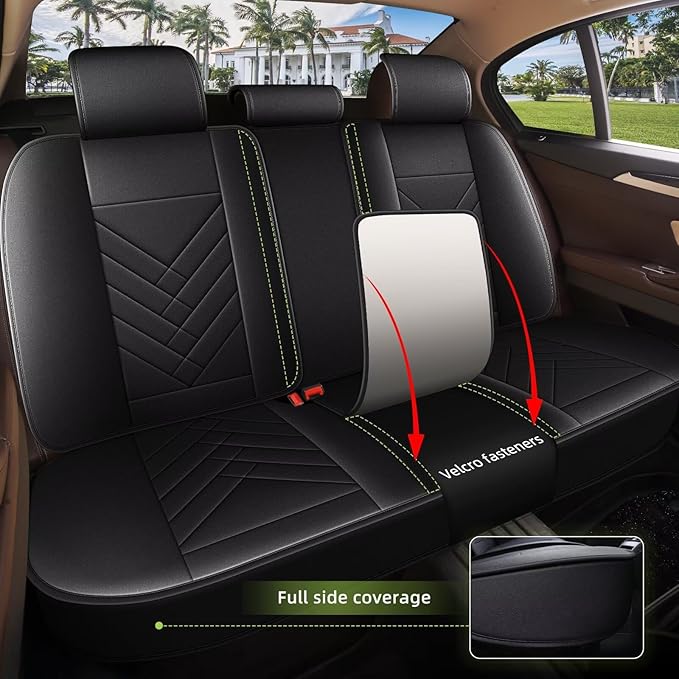 AOMSAZTO Car Seat Covers Full Set for Toyota Camry 2002-2026: Faux Leather Automotive Seat Cover Waterproof Compatible Airbag(5 Seats, Black&Grey)