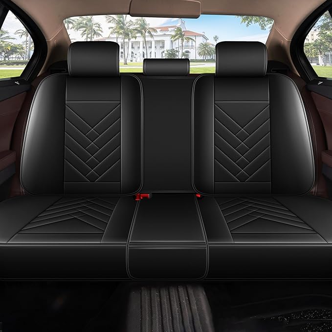 AOMSAZTO Car Seat Cover for Chevrolet Chevy Tahoe 2011-2025 2026 Full Set - Waterproof Faux Leather Seat Protector, Non Slip Car Seat Cushion, Interior Seat Covers Automotive Accessories - Black