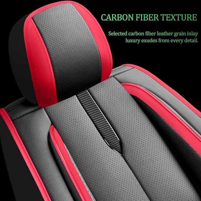 Fit Forester Car Seat Covers for Subaru Forester 2007-2024 2025 2026 -Upgraded Premium Waterproof & Breathable Leather,Airbag Compatible,All-Weather Seat Cushion Protector,2 Front/Black-Red