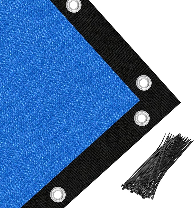 Amagenix 90% Pergola Shade Cover 10' X 15' Sun Shade Cloth with Grommets for Outdoor Garden Patio Porch, Commercial Grade 200 GSM - Cable Zip Ties Included (We Customized) GN108, Blue