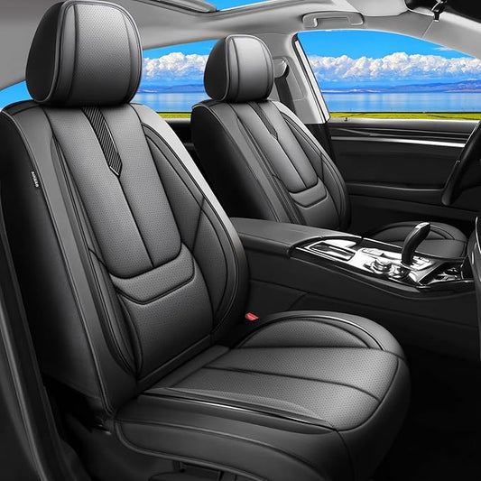 Fit Venue Car Seat Covers for Hyundai Venue 2020-2025 2026 -Upgraded Premium Waterproof & Breathable Leather, Airbag Compatible, All-Weather Seat Cushion Protector,2 Front/Black