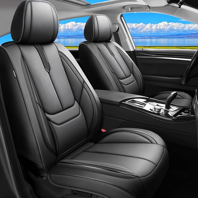 Fit Venza Car Seat Covers for Toyota Venza 2009-2024 2025 2026 -Upgraded Premium Waterproof & Breathable Leather, Airbag Compatible, All-Weather Seat Cushion Protector,2 Front/Black