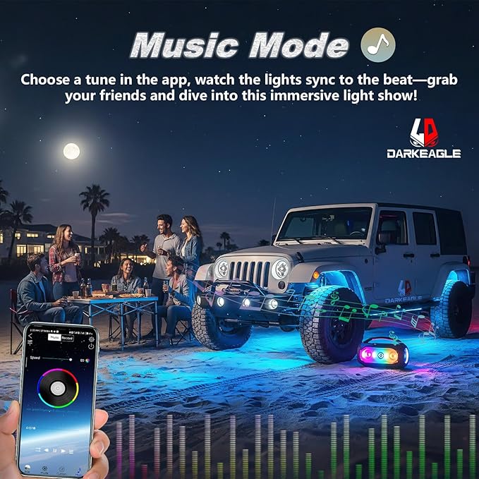 10Pods RGB LED Rock Lights for Jeep Trucks Golf Cart ATV UTV RZR SUV Offroad,Multicolor Underglow Light Kit with APP/RF Remote Dual Zone Neon Vehicle Accent Underbody Light 12V Waterproof