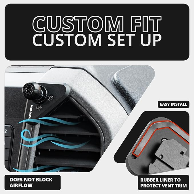 Tackform Link Vent Phone Mount Compatible with 2015-2020 Ford F-150, 2017-2021 Super Duty, 2018-2021 Expedition | Aluminum | Universal Magnetic Holder | 2" Arm | Black Knob | (NOT MAGSAFE Compatible)