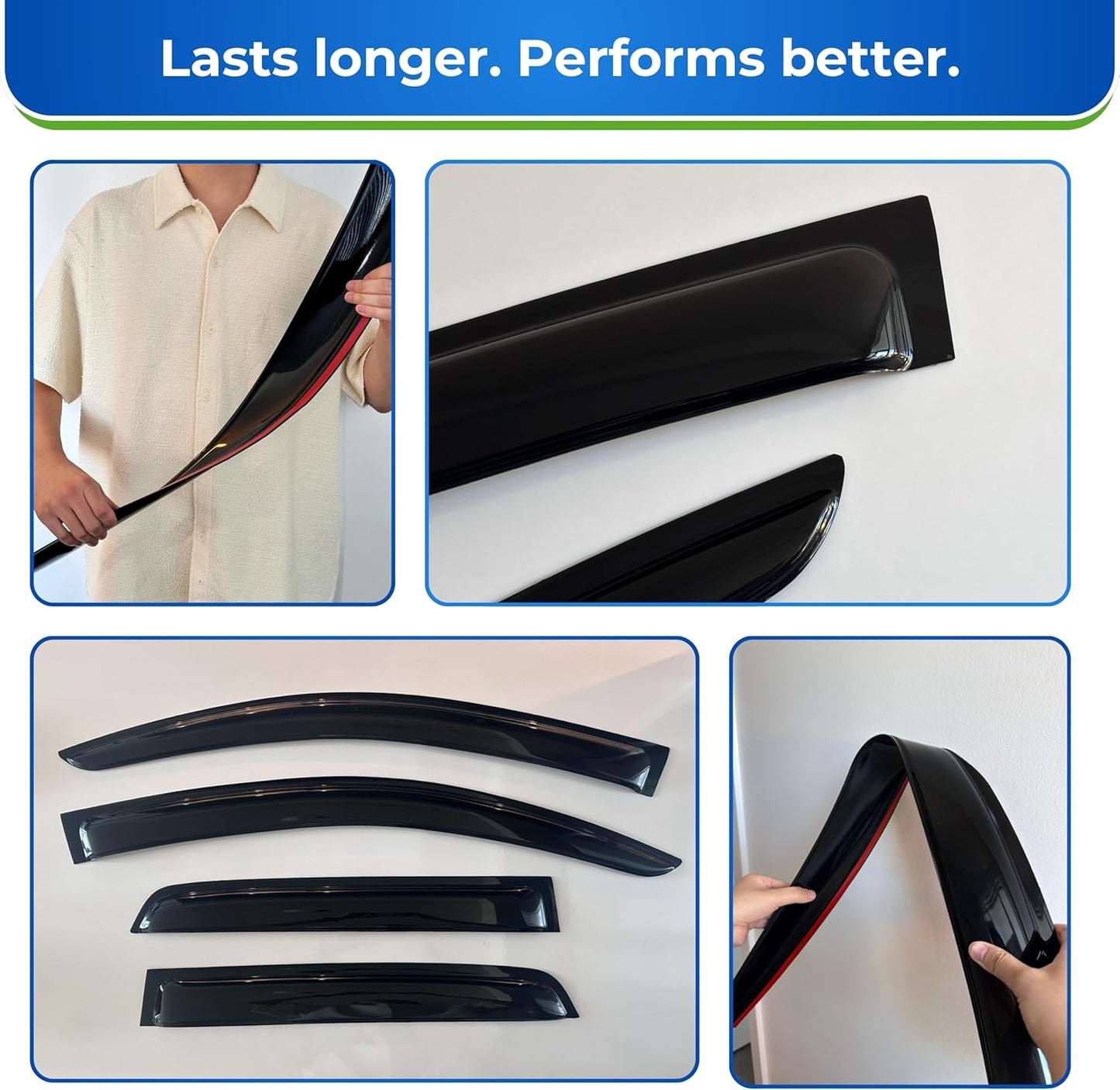 KPY Window Visors Compatible with Dodge Durango 2004-2009 & Chrysler Aspen 2007-2009, 4PC Rain Guard Side Vent Deflectors Tape-On Style, 2004 2005 2006 2007 2008 2009