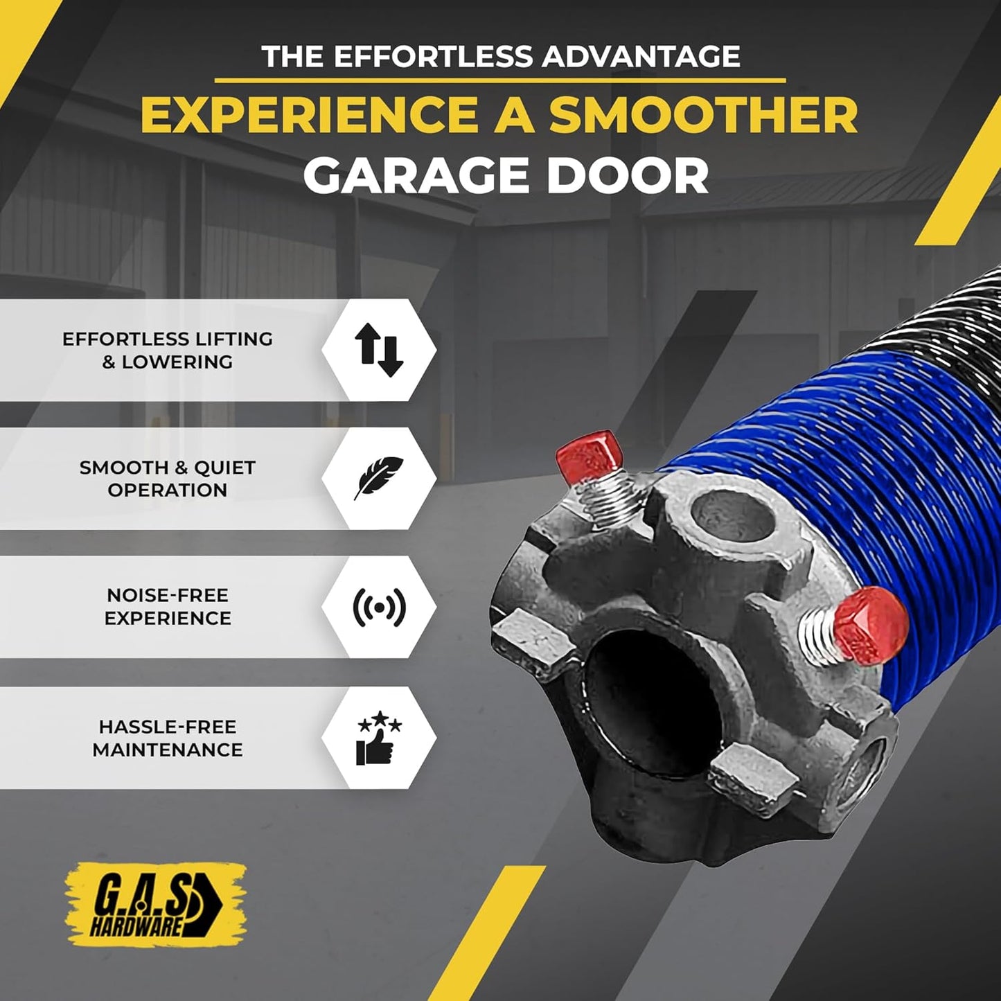 Garage Door Torsion Spring 262x2x38 for Left Side of Garage Door with Winding Bars, 1" Steel Bearing, and Gloves Heavy Duty Precision E-Coating 5-Year Warranty Minimum 30,000 Cycles (Red Cone)