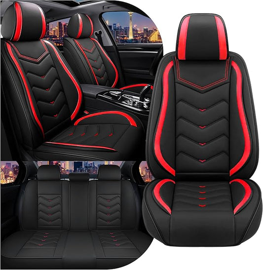 CTDS Car Seat Covers for Jeep Grand Cherokee L 2021-2026, Stylish Sport Seat Cover, Premium Nappa Leather Car Seat Cover. Automobile Seat Covers Sets.(Standard 5 Seats/Black Red)