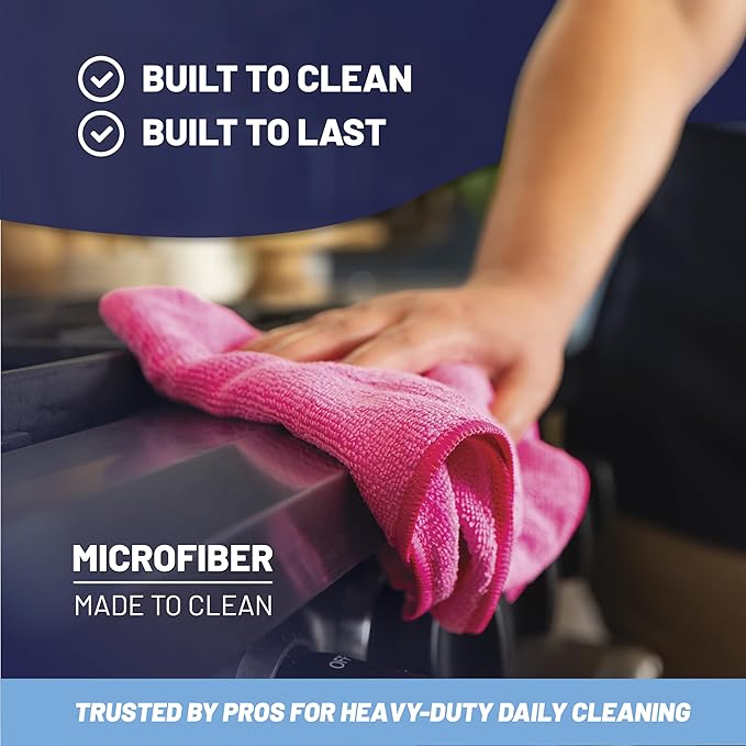MW Pro Microfiber Cleaning Cloth | Tan | 12 Pack | 16” x 16” | All Purpose Microfiber Towels - Clean, Dust, Polish, Scrub, Absorbent