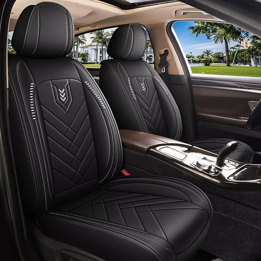 AOMSAZTO Front Seat Covers Fit for GMC Yukon 2020-2026: Faux Leather Automotive Seat Covers Waterproof Vehicle Seat Cushion Protector Car Interior Covers(2 Seat Black)