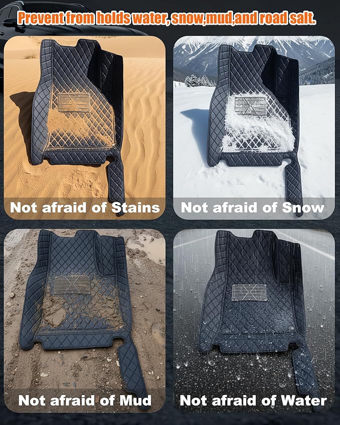 All-Weather car Floor MATS-Suitable for 99% of car Models,Leather car mat, offering Personalized Embroidery and Multiple Color Options,Provide Protection for car Rug (Green-Beige)