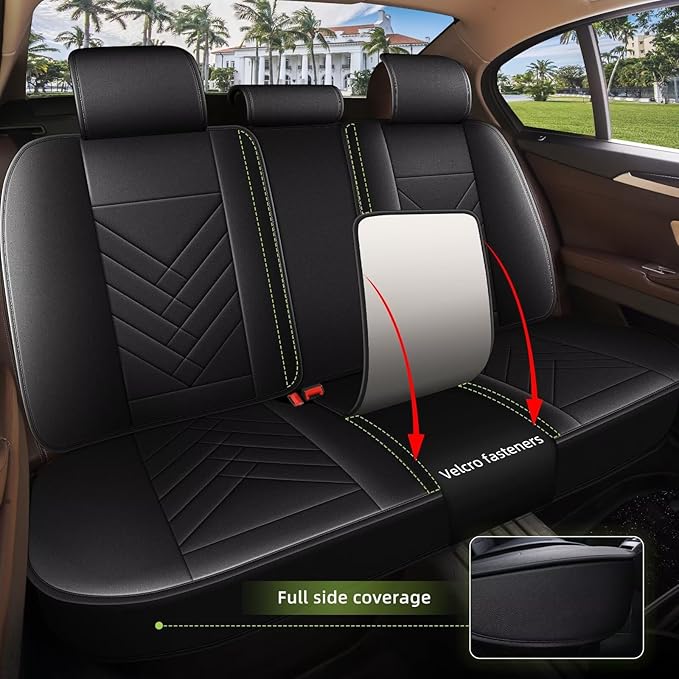 AOMSAZTO Car Seat Covers Fit for Kia Sportage 2009-2025 2026 Full Set Premium Seat Covers Waterproof Leather Automotive Seat Cushion Protector Compatible with Airbag(5 Seats,Black)